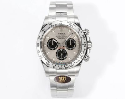 Rolex Daytona 904L Steel 40mm Ceramic Bezel Platinum Markers Grey Face SS Oyster Band Watch